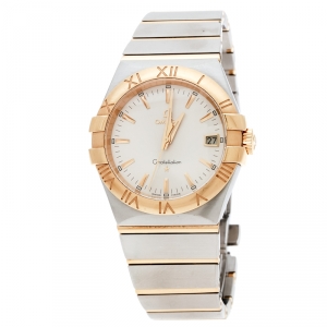 Omega Silver Stainless Steel and 18K Yellow Gold Constellation 396.2011 Women's Wristwatch 34 mm