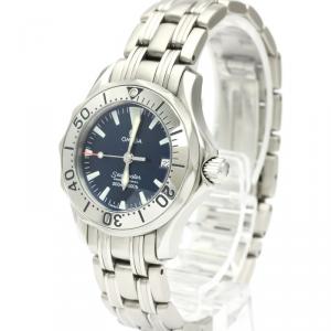 Omega Blue Stainless Steel Seamaster Professional 300M 2283.80 Women's Wristwatch 29 MM