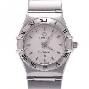 Pre Owned Omega White Stainless Steel Constellation Quartz Women's Wristwatch 26 MM