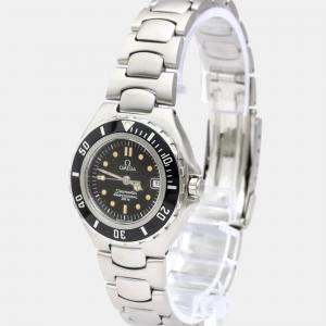 Omega Black Stainless Steel Seamaster Professional 2880.50 Quartz Women's Wristwatch 30 mm
