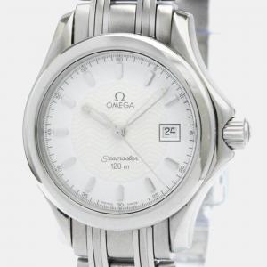 Omega White Stainless Steel Seamaster 2581.21 Quartz Women's Wristwatch 26 mm