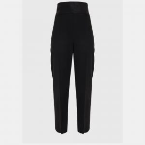 Pre Owned Oscar De La Renta Black Wool Straight Leg Pants M (US 6)