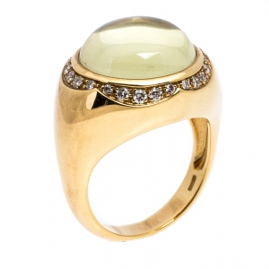 Pasquale Bruni Yellow Cabochon Diamond 18k Yellow Gold Ring 57