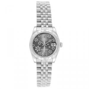 Rolex Grey 18K White Gold Diamond and Stainless Steel 178344 Women's Wristwatch 31MM