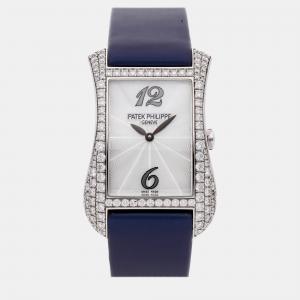 Patek Philippe White 18k White Gold Gondolo Quartz Women's Wristwatch 27 mm
