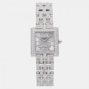Patek Philippe Silver 18k White Gold Gondolo 4874/1G-001 Quartz Women's Wristwatch 22 mm