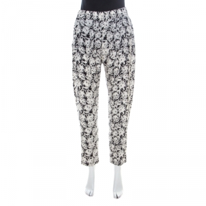 Paul and Joe Monochrome Cat Print Jacquard Silk Relaxed Poum Pants L