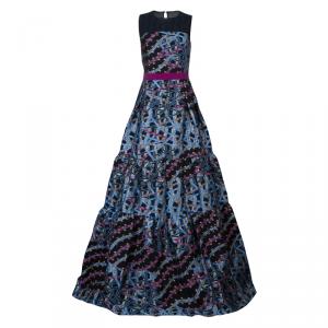 Peter Pilotto Multicolor Wave Jacquard Sleeveless Circuit Gown M