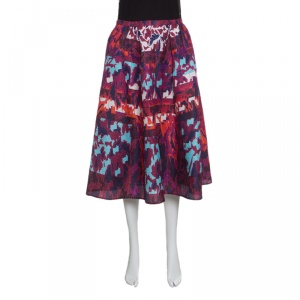 Peter Pilotto Multicolor Textured Water Orchid Print Emma Midi Skirt M