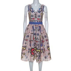 Peter Pilotto Multicolor Printed Patterned Crepe Sleeveless Dress S