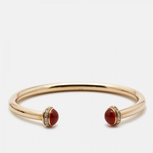 Pre Owned Piaget Possession Diamond Carnelian 18k Rose Gold Open Cuff Bracelet 16