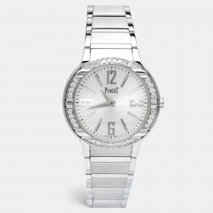 Piaget Silver 18K White Gold Diamond Polo G0A36231 Women's Wristwatch 32 mm