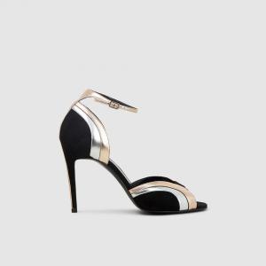 Pierre Hardy Black Rainbow Metallic Suede Sandals FR 37