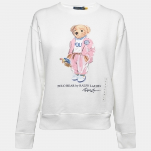 Polo Ralph Lauren White Cotton Polo Bear Sweatshirt S