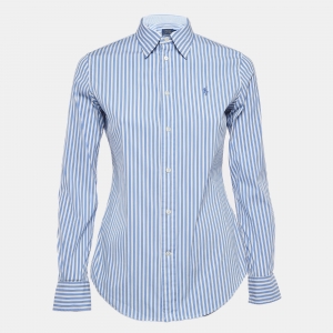 Polo Ralph Lauren Blue Striped Cotton Slim Stretch Shirt S