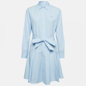Polo Ralph Lauren Light Blue Cotton Belted Dress M