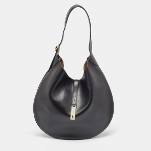 Pre Owned Polo Ralph Lauren Black Leather ID Flap Hobo