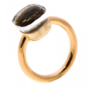 Pomellato Nudo White Topaz 18k Rose Gold Ring Size 50