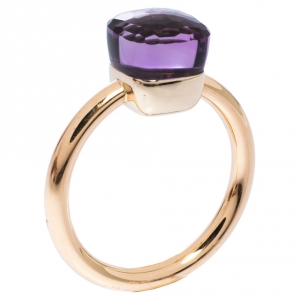 Pomellato Nudo Amethyst 18K Rose Gold Ring Size 54