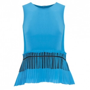 Prabal Gurung Blue Sleeveless Peplum-Detailed Top M
