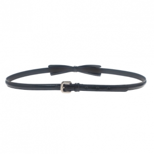 Prada Black Patent Bow Waist Belt 75CM