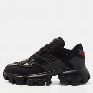 Pre Owned Prada Black Mesh and Rubber Cloudbust Thunder Low Top Sneakers Size 38.5