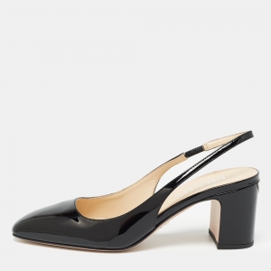 مملوكة مسبقًا Prada Black Patent Leather Slingback Pumps 36.5