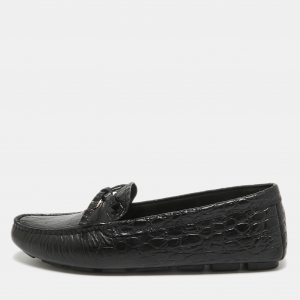 Prada Black Alligator Slip On Loafers Size 38