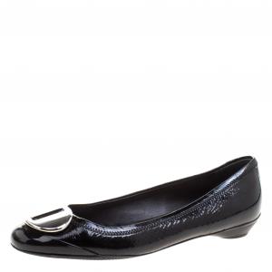 Pre Owned Prada Sport Black Patent Leather Ballet Flats Size 39