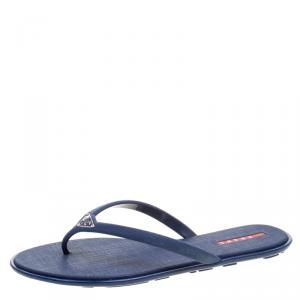 Prada Sport Blue Crosshatched Thong Sandals Size 40