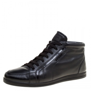 Prada Sport Black Leather Lace Up Sneakers Size 38.5
