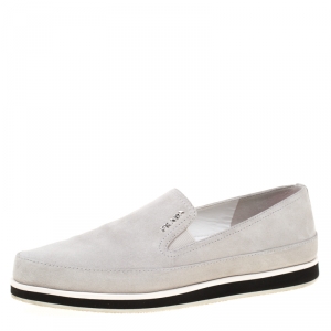 Pre Owned Prada Sport Grey Suede Slip On Sneakers Size 37.5