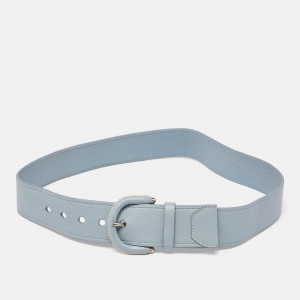 Prada Light Blue Leather Buckle Belt 80CM