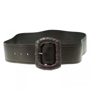 Prada Metallic Grey Leather Waist Belt 80 CM