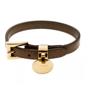 Prada Buckle Closure Saffiano Leather Bracelet