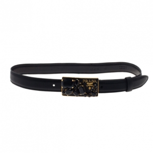 Prada Black Saffiano Studded Buckle Belt 75CM