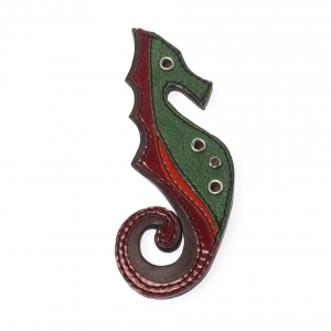 Prada Multicolor Leather Seahorse Pin Brooch