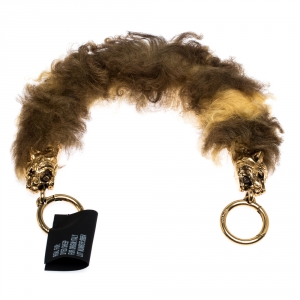 Prada Yellow/Brown Shearling Tiger Head Bag Strap