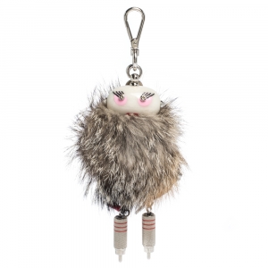 Prada Multicolor Fox Fur Millie Robot Keychain
