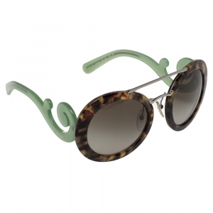 Prada Brown Tortoise/Brown Gradient SPR 13S Baroque Oval Sunglasses