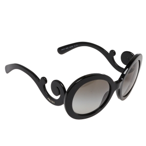 Prada Black/Grey Gradient SPR27N Oversized Round Sunglasses