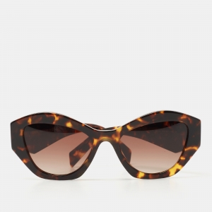 Prada Dark Brown Tortoise SPR07Y Symbole Cat Eye Sunglasses