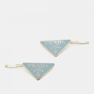 Prada Bluette Enamel Silver Tone Hair Pin