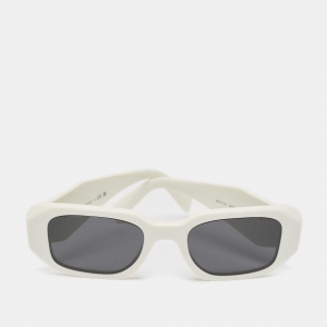 Prada White SPR 17W Symbol Rectangular Sunglasses