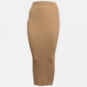Prada Beige Rib Knit Midi Skirt S