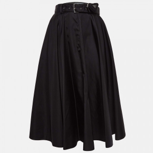 Prada Black Re-Nylon Pleated Midi Skirt S