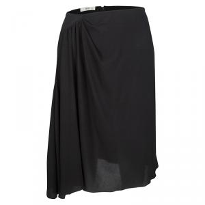Prada Black Draped Silk Mini Skirt M