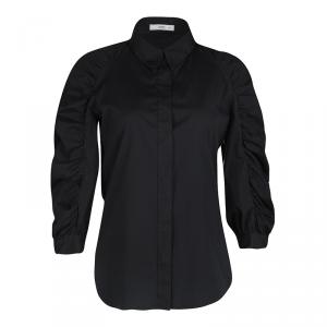 Prada Black Ruched Long Sleeve Blouse M