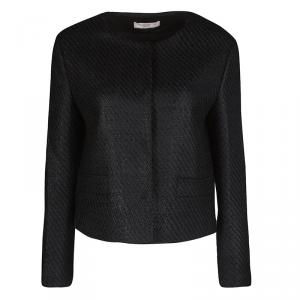 Prada Black Textured Wool Buttoned Box Jacket M