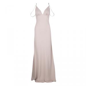 Prada Pale Pink Crystal Strap Cutout Back Maxi Dress S